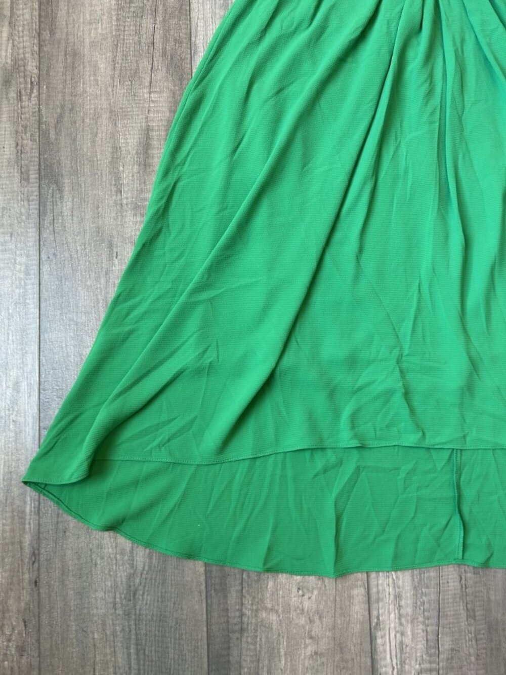 Maggy London Dress Sz 10 Green Chantilly Hi Lo Midi Spring Wedding Guest Ruffle - Picture 8 of 15